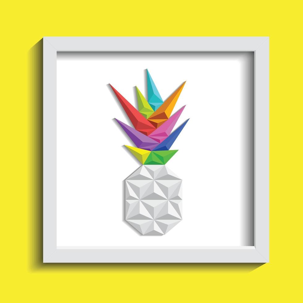 ananas origami abstrakt fotoram vektor