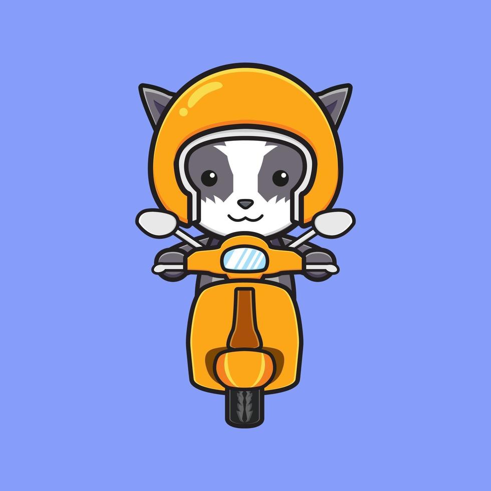 niedliche Katze, die Vespa-Cartoon-Symbolillustration fährt vektor