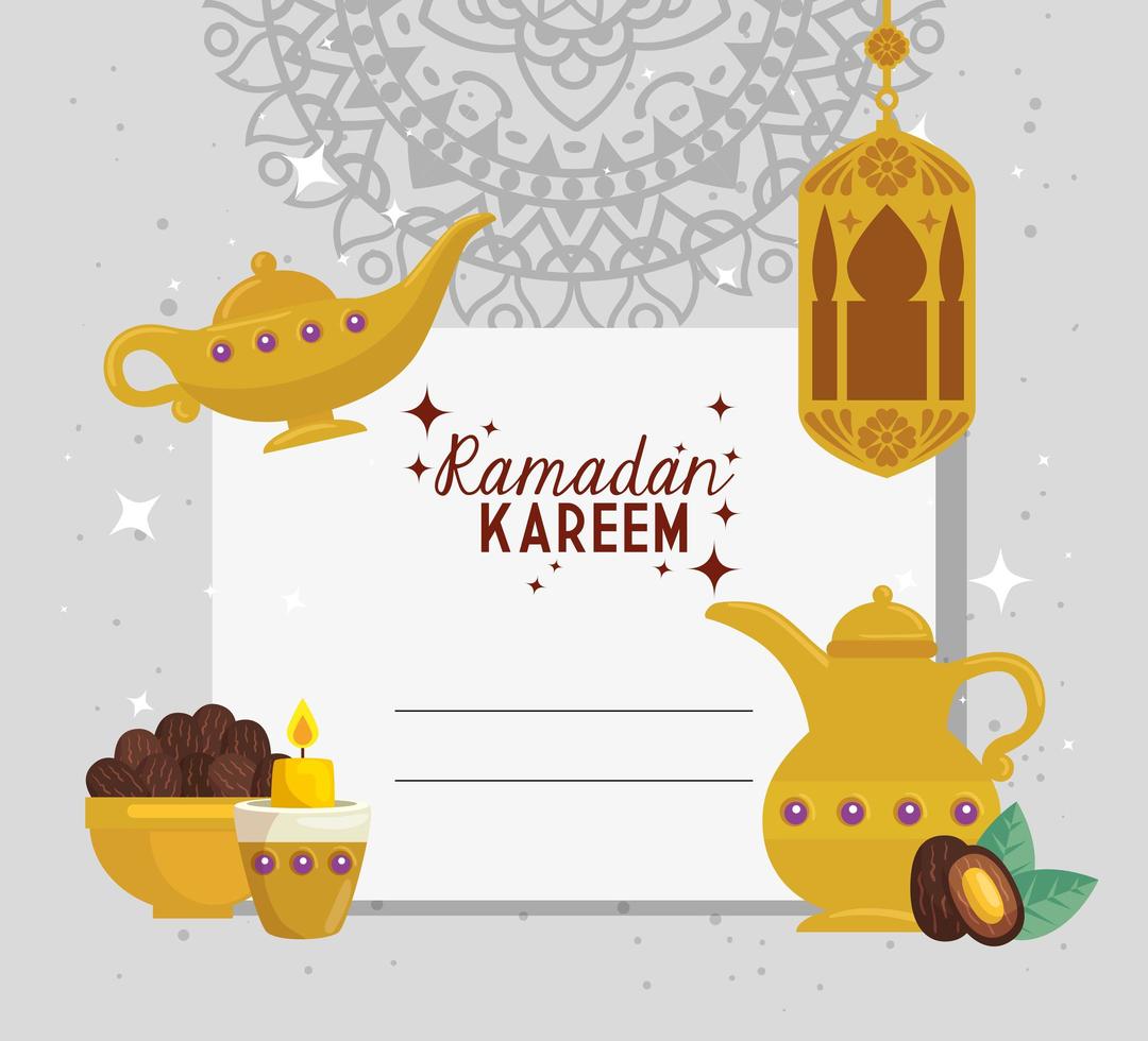 Ramadan Kareem Poster mit Utensilien Traditionals vektor