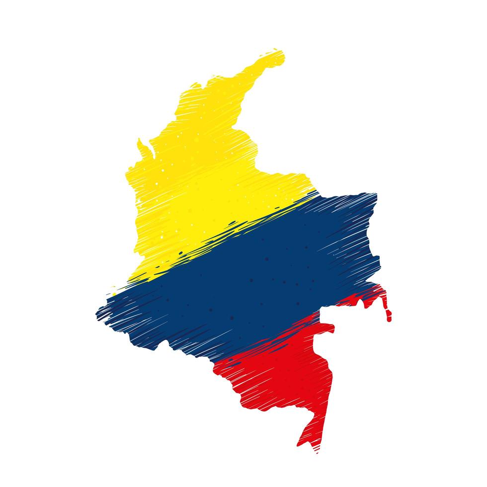kolumbianische flagge auf der karte vektor