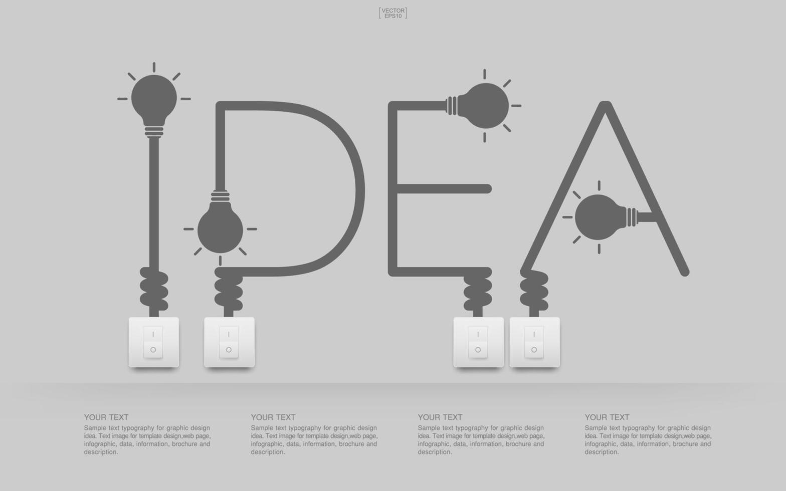 Idee - abstraktes Alphabet von Glühbirne und Lichtschalter. vektor