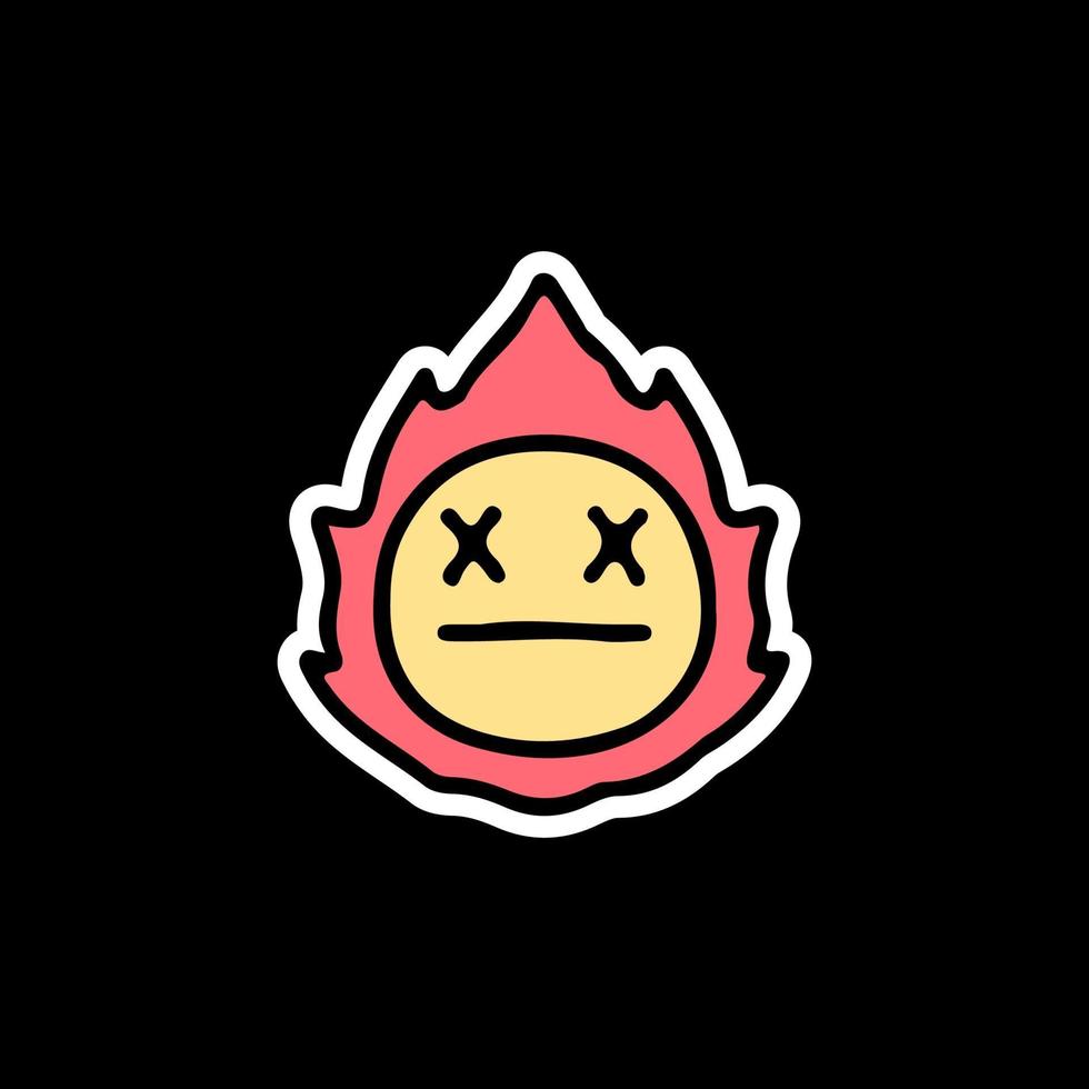död emoji i brand. illustration för t -shirt vektor