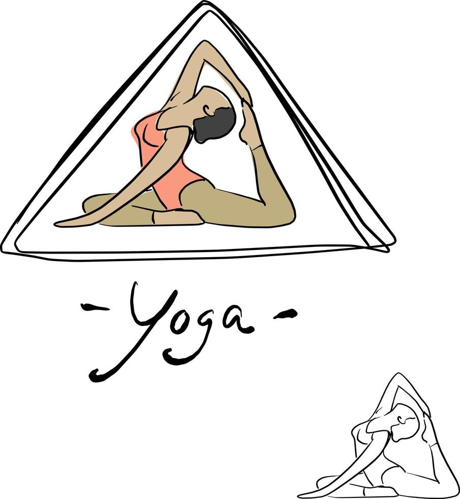 kvinna yoga poserar i triangeln vektor illustration