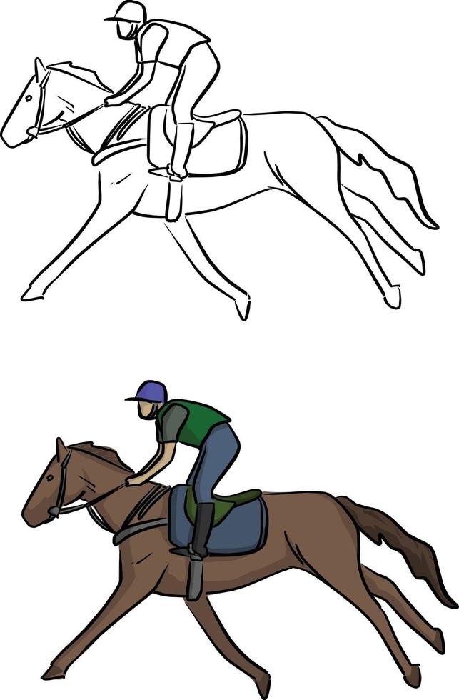 Jockey auf Pferd Vektor Illustration Skizze Doodle