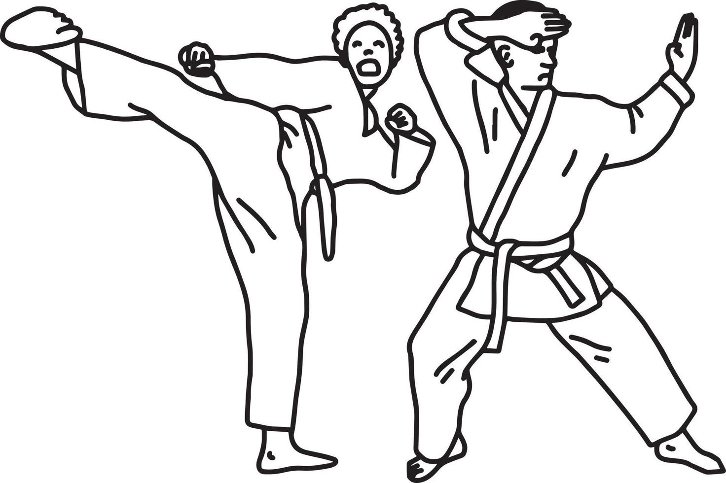 karate idrottare - vektor illustration skiss handritad
