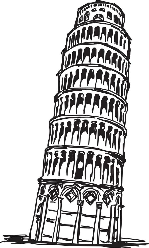 schiefer turm von pisa - vektorillustrationsskizze vektor