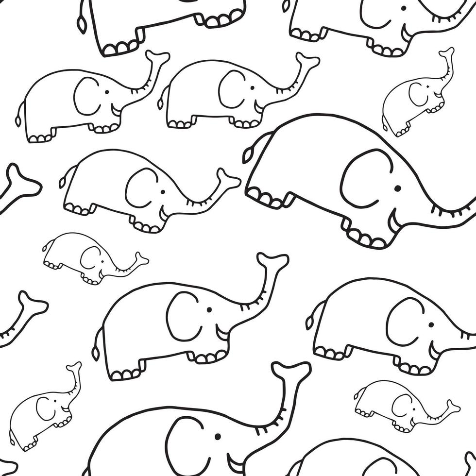 elefant sömlös rörigt mönster design - vektor