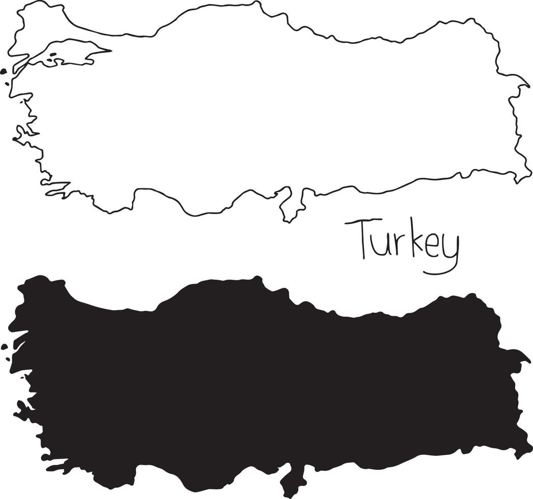 Umriss- und Silhouettenkarte der Türkei - Vektorillustration vektor