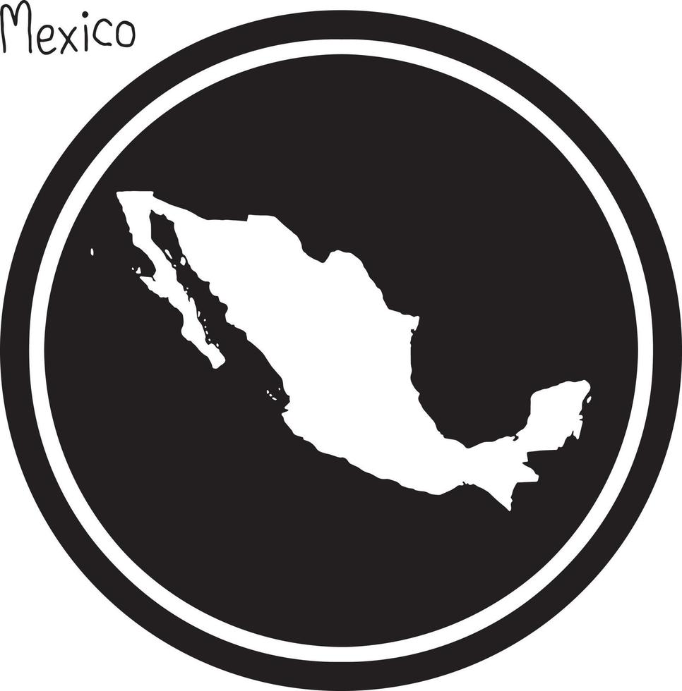 vektor illustration vit karta över mexico på svart cirkel