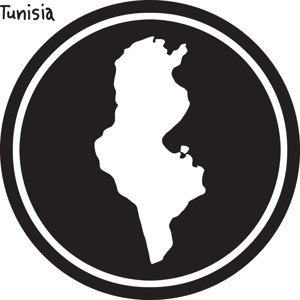 vektor illustration vit karta över tunisien på svart cirkel