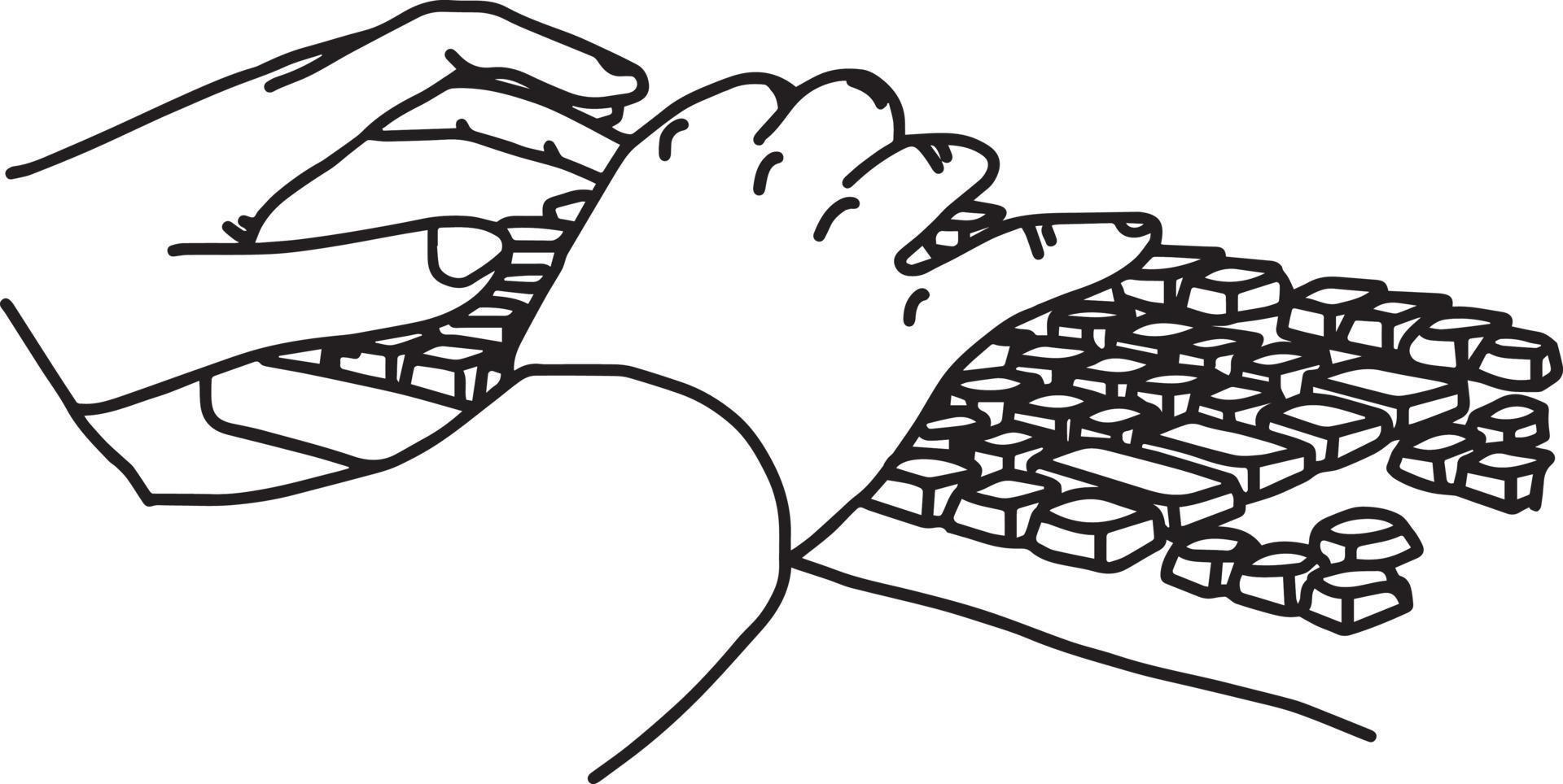 händerna på datorns tangentbord - vektor illustration