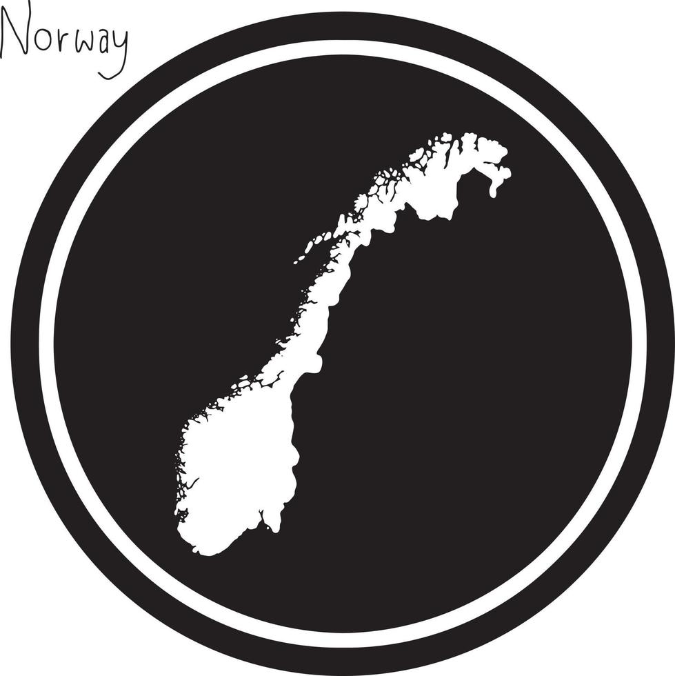 vektor illustration vit karta över norge på svart cirkel