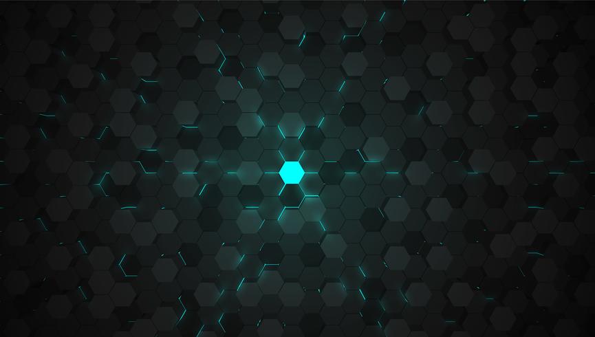 Blå 3D hexagon tech bakgrund, vektor illustration