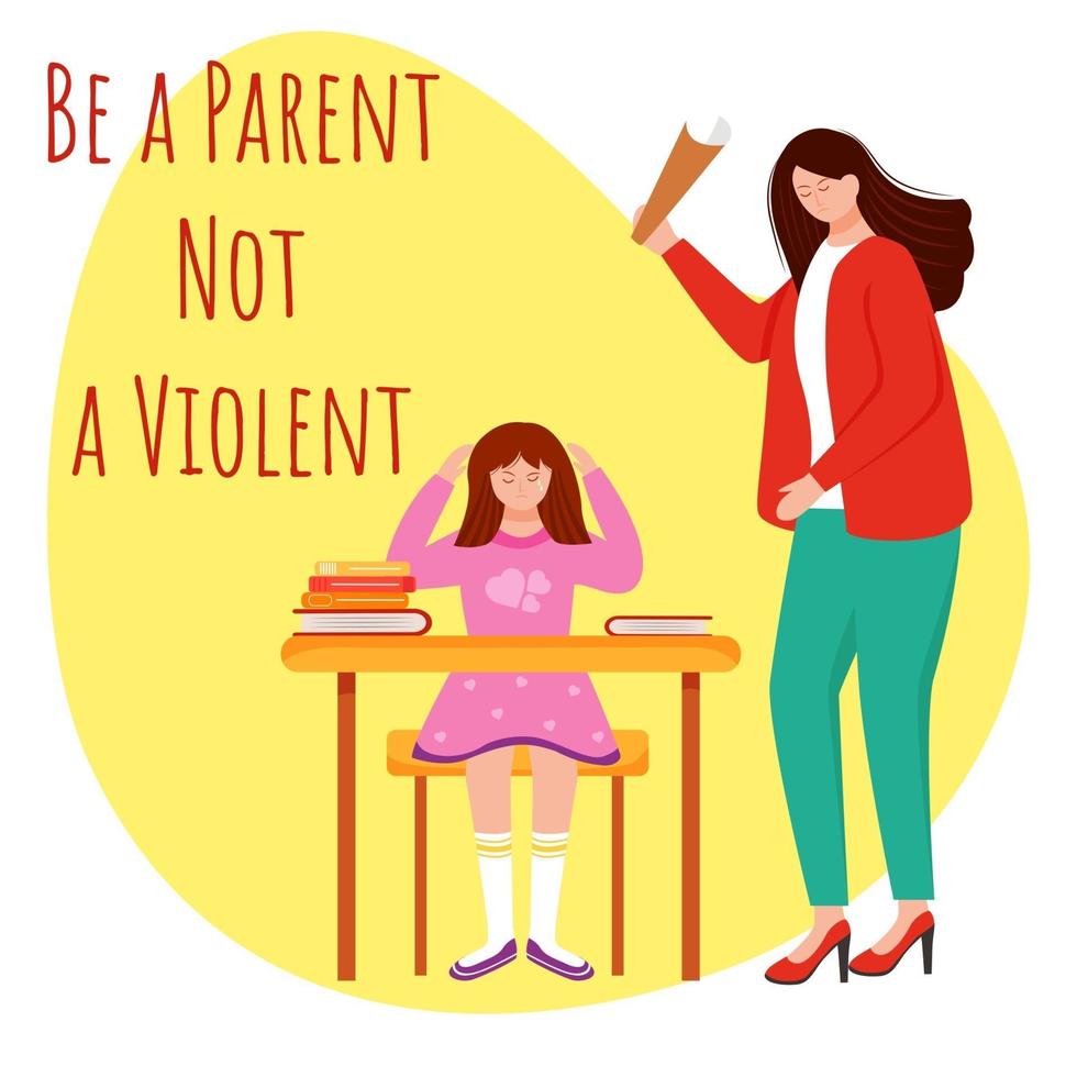 vara förälder inte våldsam platt affisch vektor mall