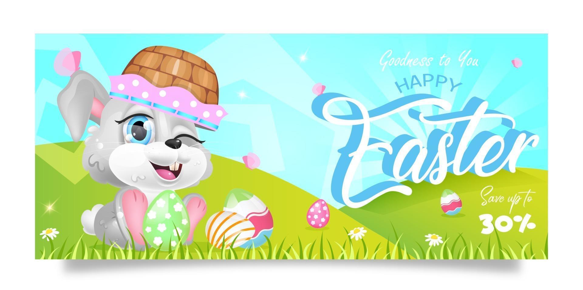 Frohe Ostern Sonderangebot Verkaufsbanner flache Vektorvorlage vektor