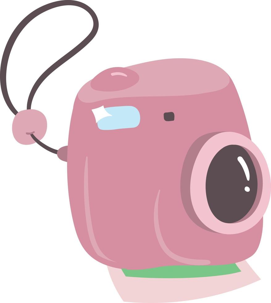 söt polaroidkamera i rosa färg med omedelbar bildutskrift från botten. vektor