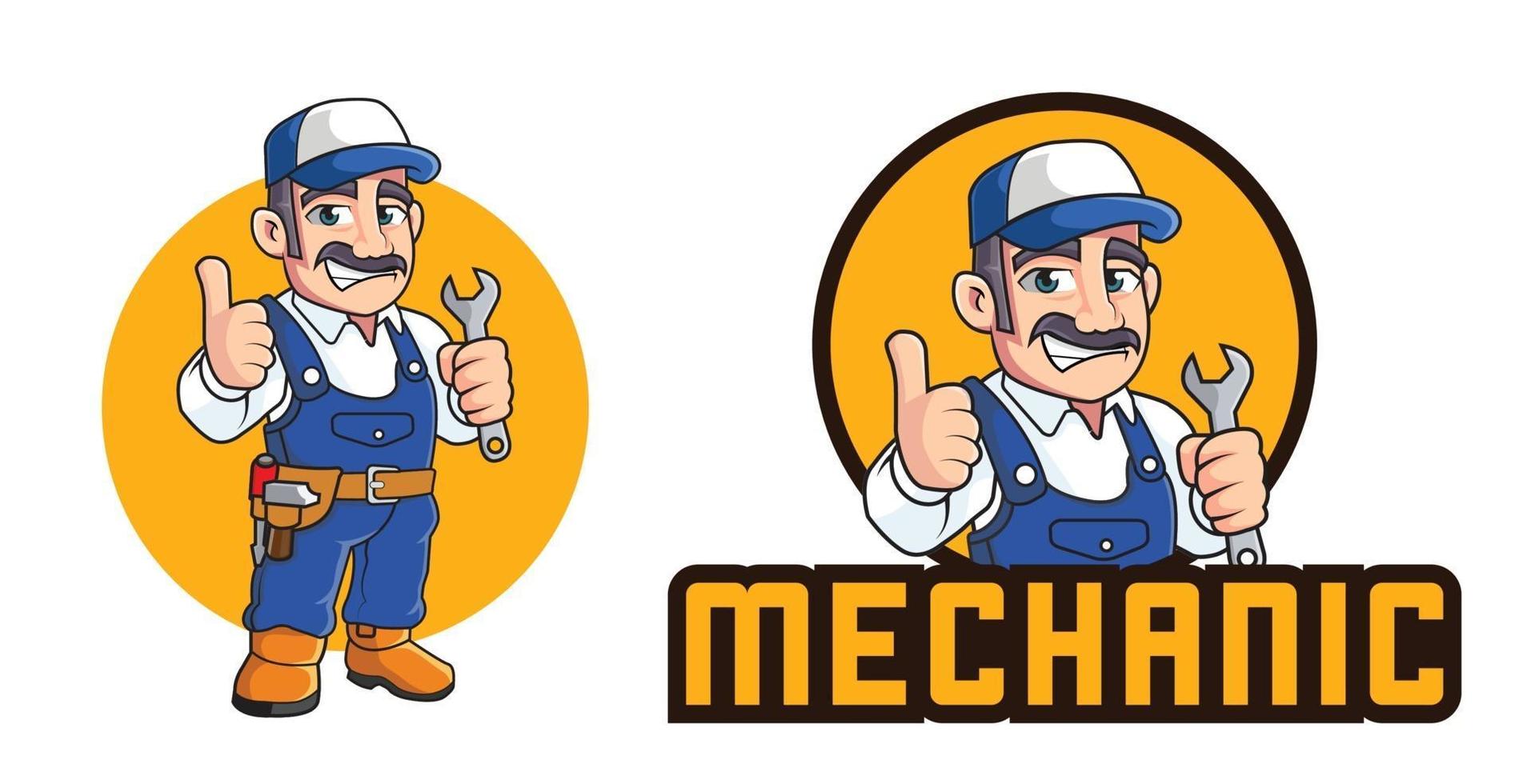 Mechaniker-Maskottchen-Logo-Vorlage vektor