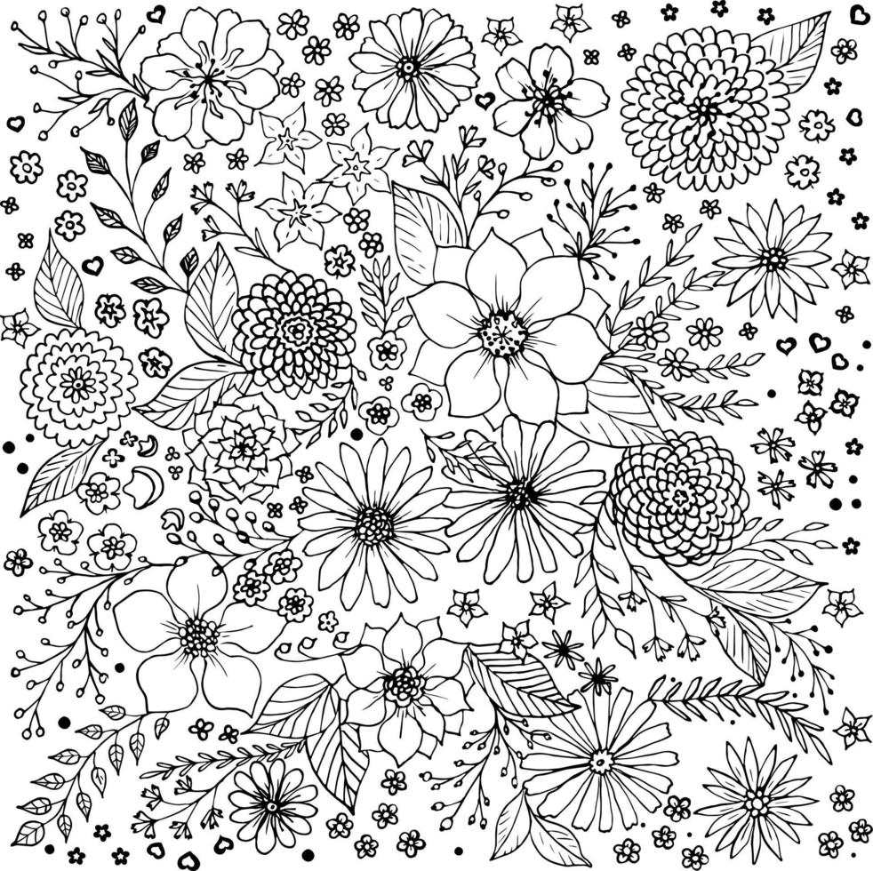 vildblommor. handritade doodles blommor. intressant tryck för design. vektor