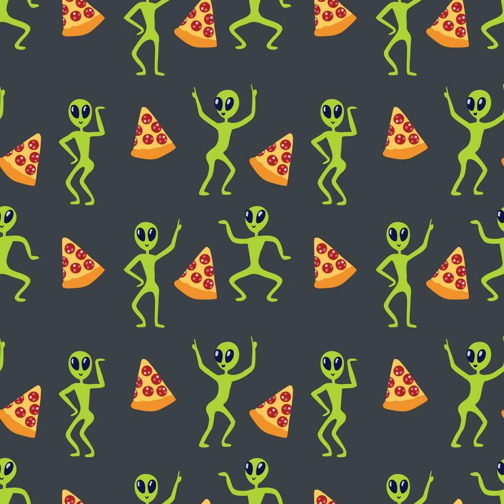 utlänningar dans rolig, pizza, sömlös mönster. vektor illustration
