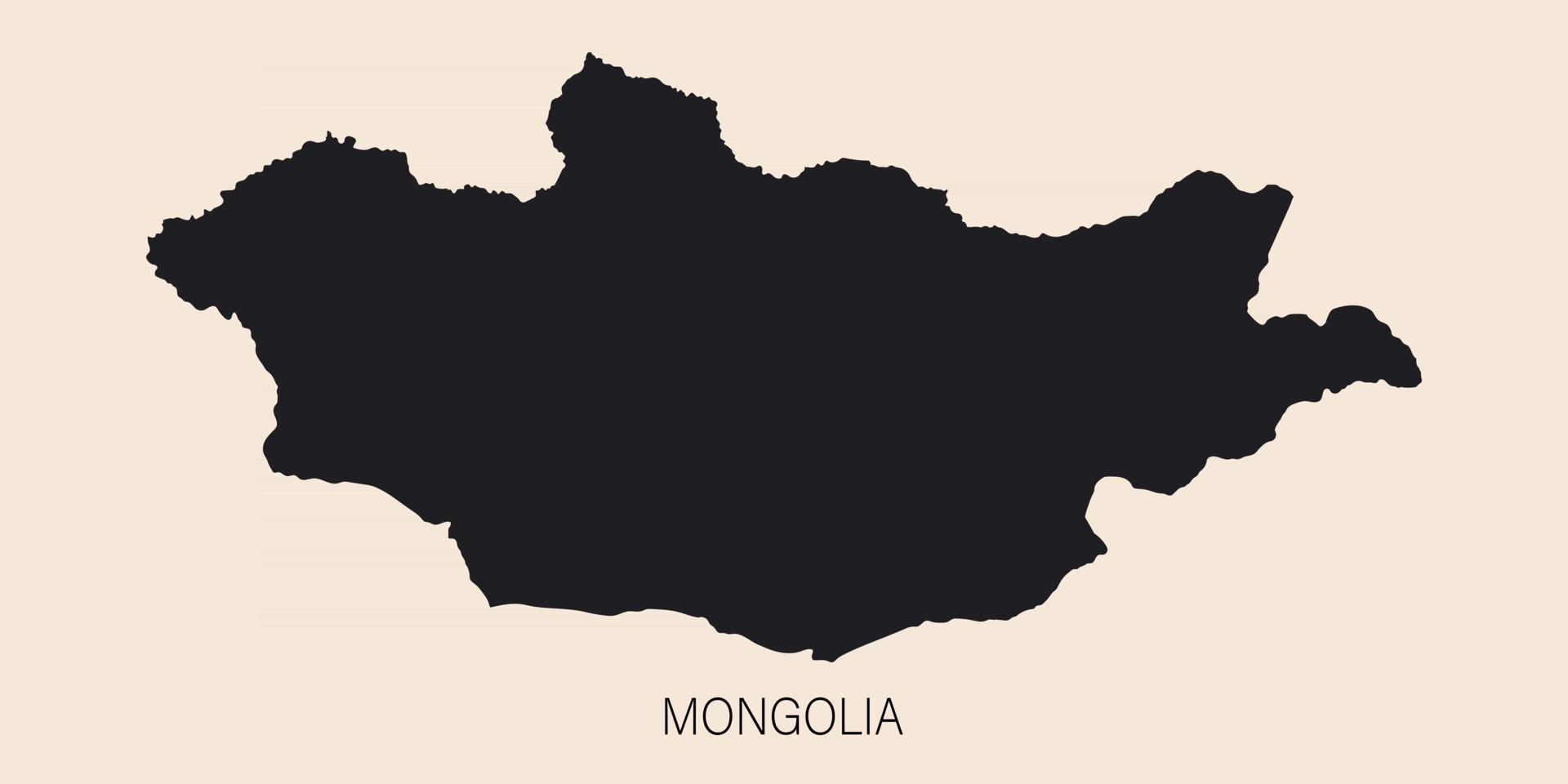 mycket detaljerad mongolikarta med gränser isolerade på bakgrunden vektor