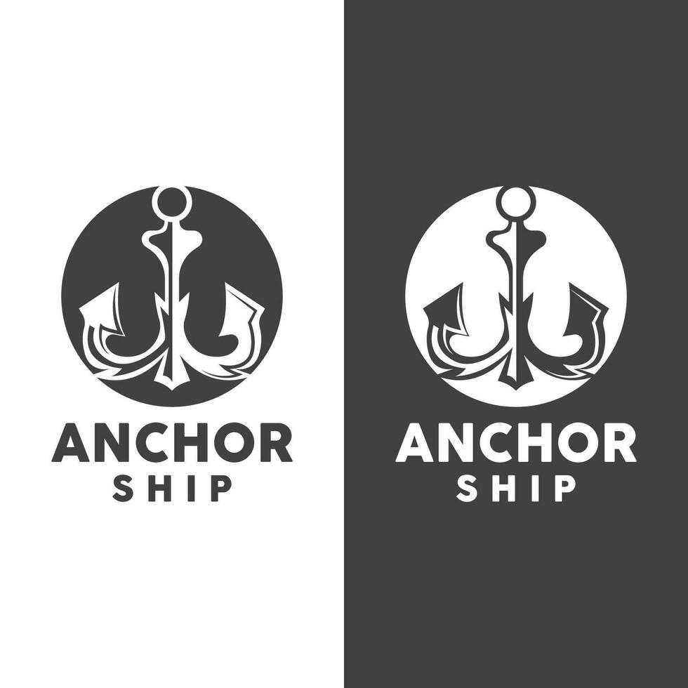 einfach Schiff Anker Logo Design, Silhouette Vektor Illustration