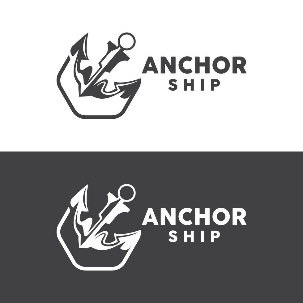 einfach Schiff Anker Logo Design, Silhouette Vektor Illustration