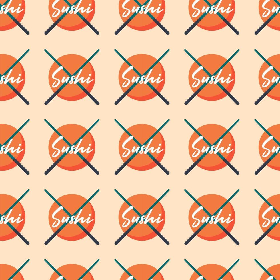 sushi logotyp med pinnar vektor sömlösa mönster inslagningspapper design