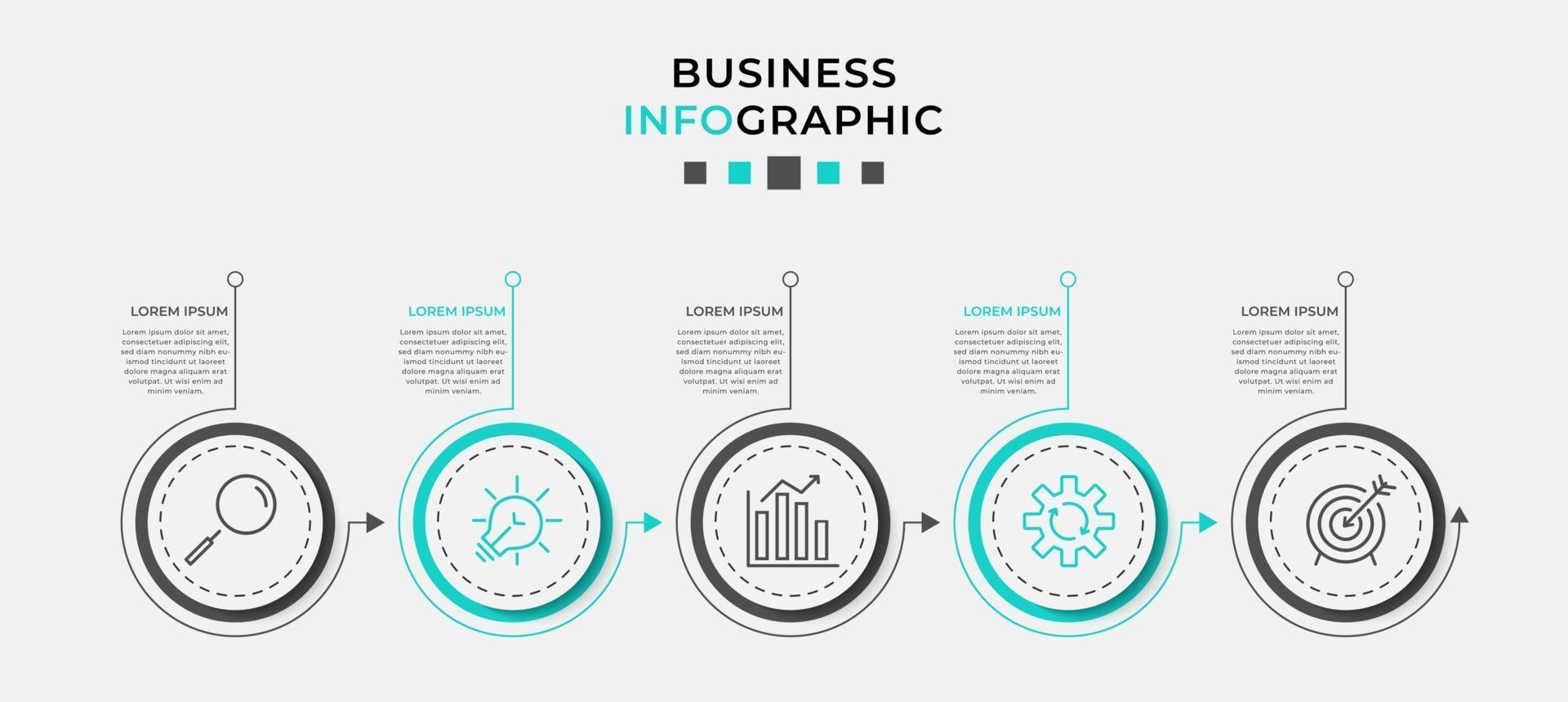 infographic design affärsmall med ikoner och 5 alternativ eller steg vektor