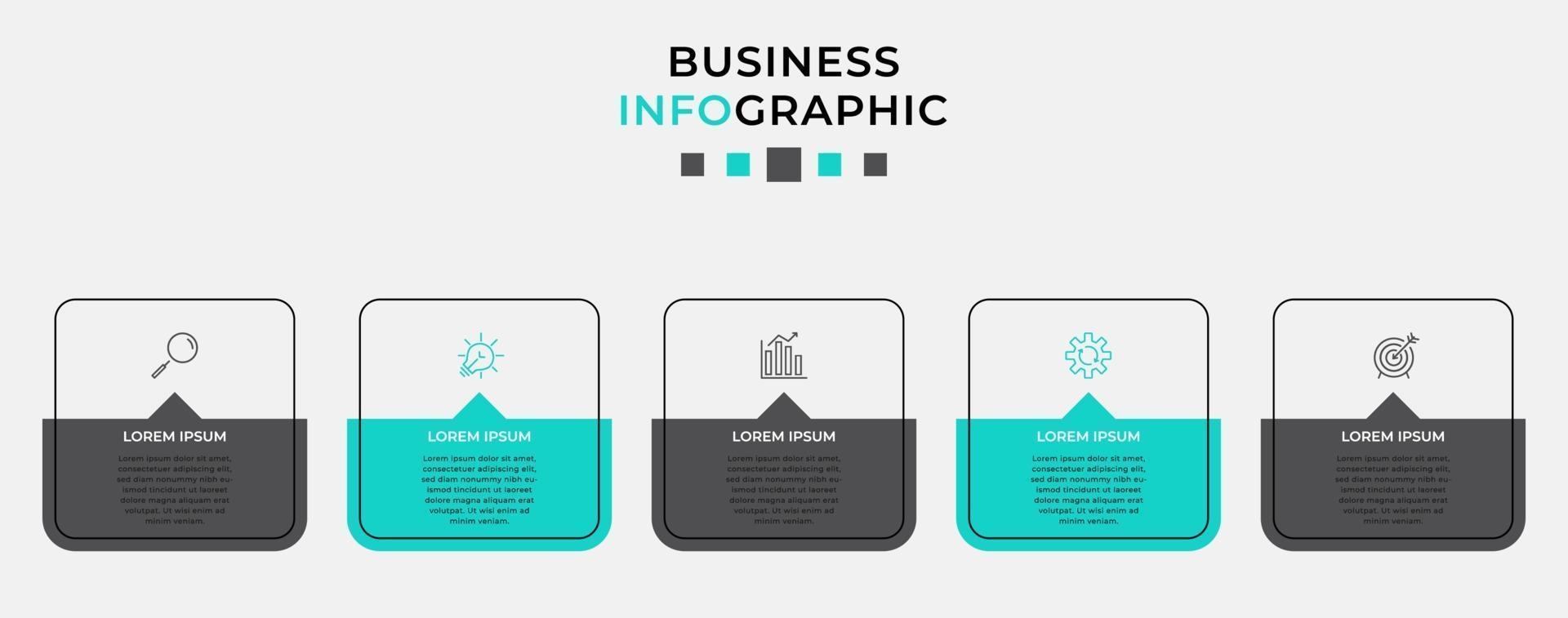 Infografik-Design-Business-Vorlage mit Symbolen und 5 Optionen oder Schritten vektor