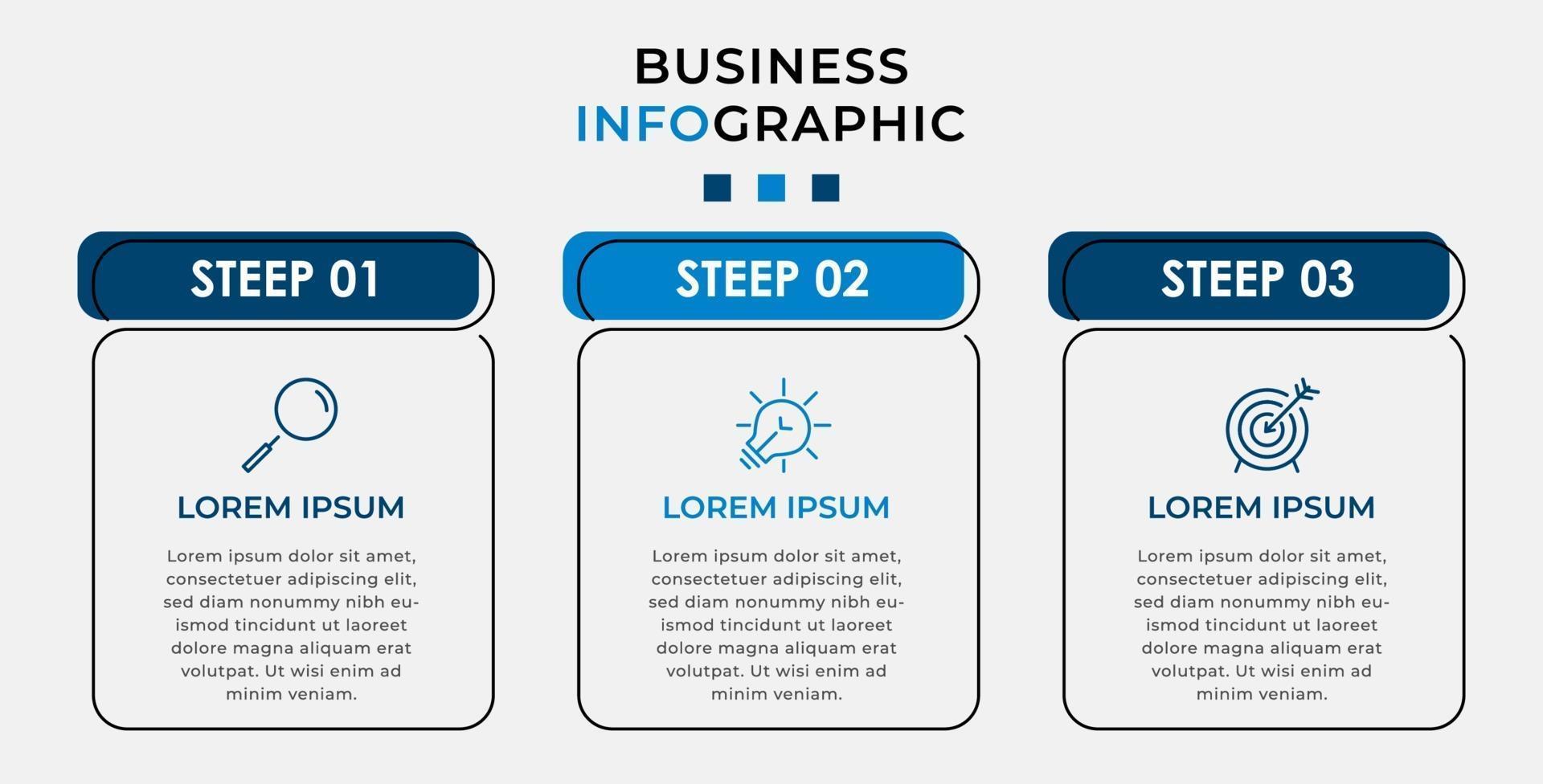 Infografik-Design-Business-Vorlage mit Symbolen und 3 Optionen oder Schritten vektor