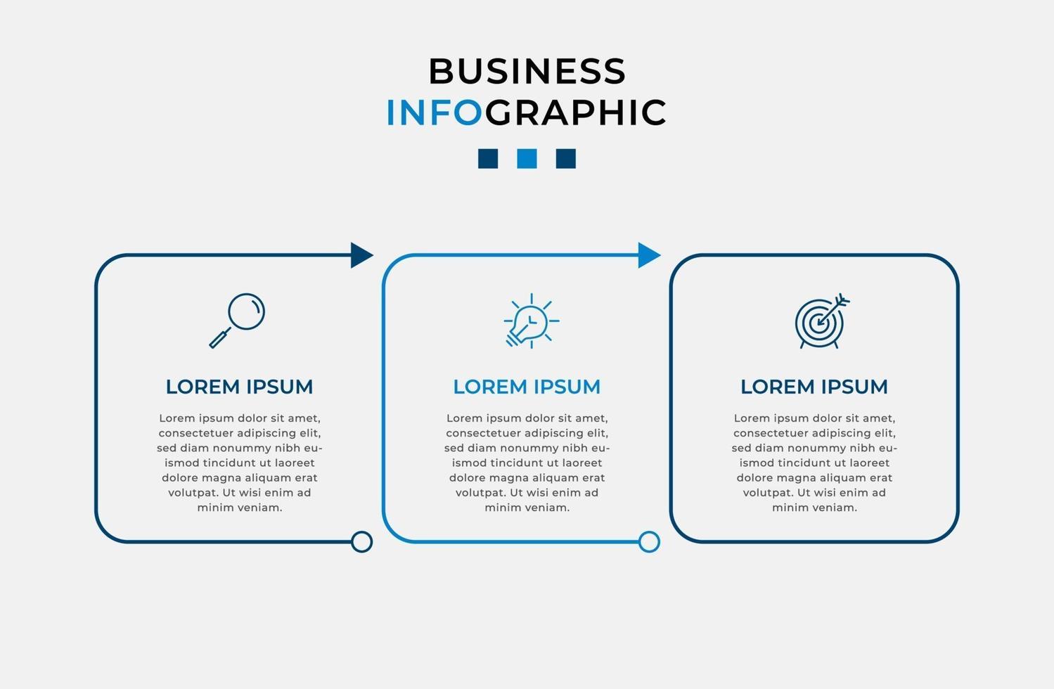 infographic design affärsmall med ikoner och 3 alternativ eller steg vektor