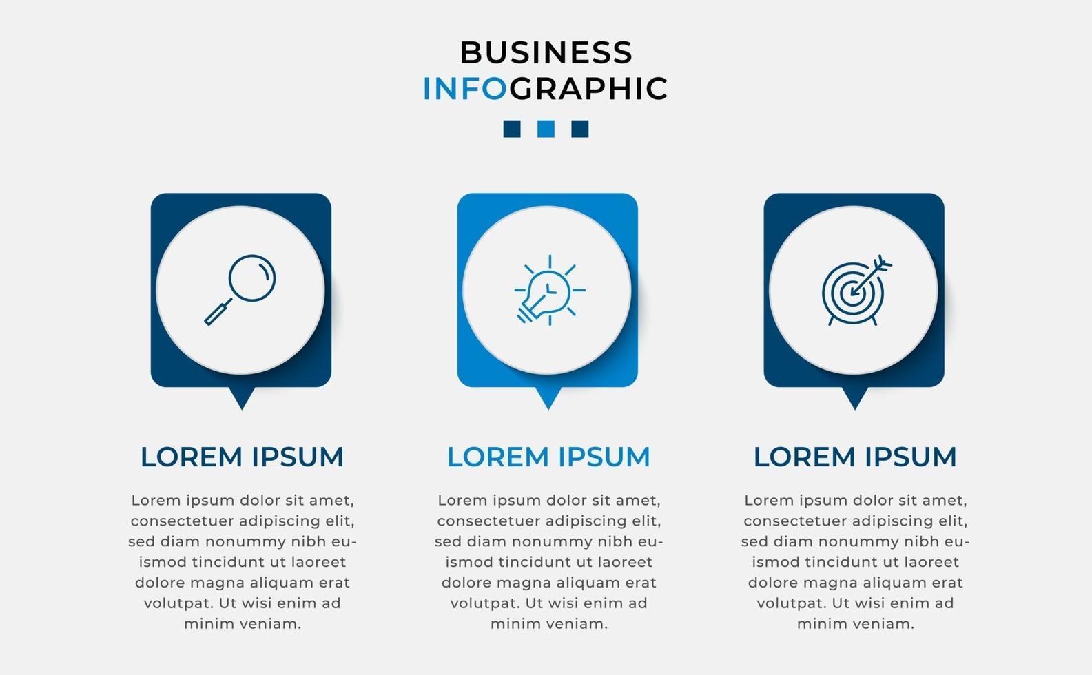 Infografik-Design-Business-Vorlage mit Symbolen und 3 Optionen oder Schritten vektor