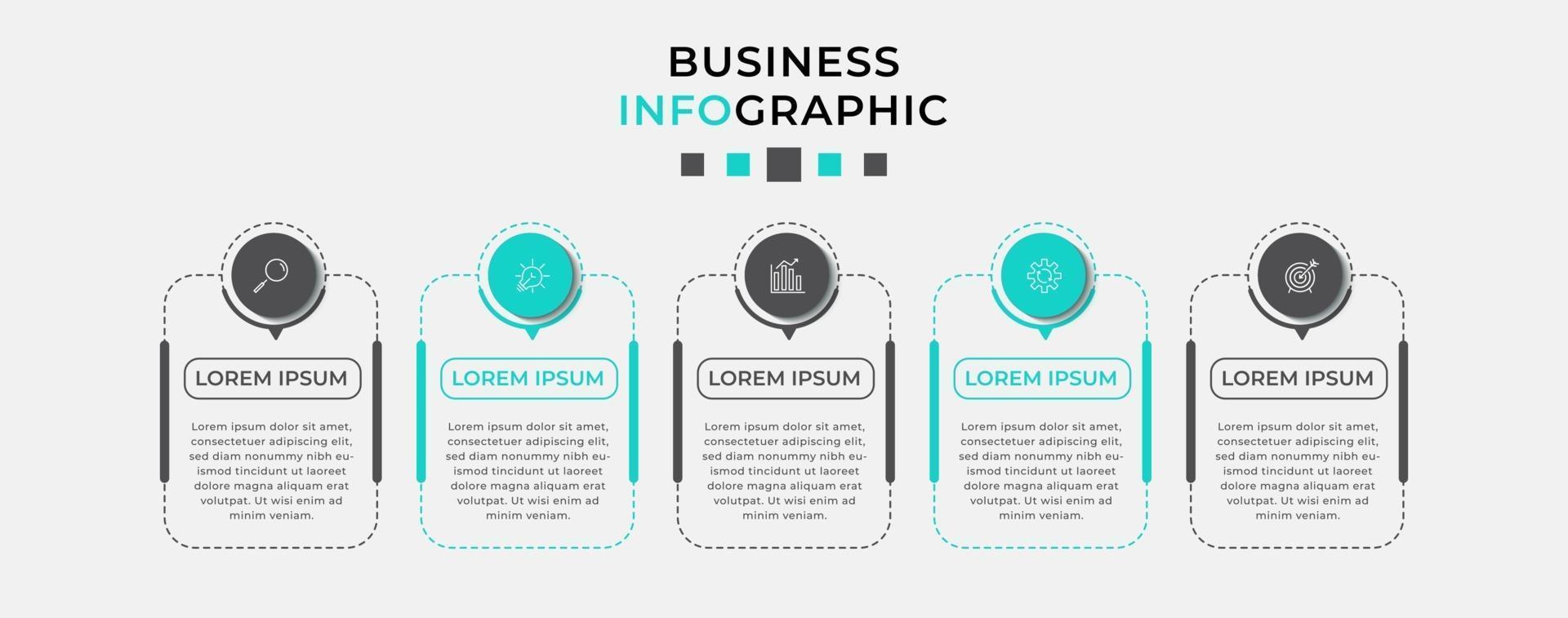 infographic design affärsmall med ikoner och 5 alternativ eller steg vektor