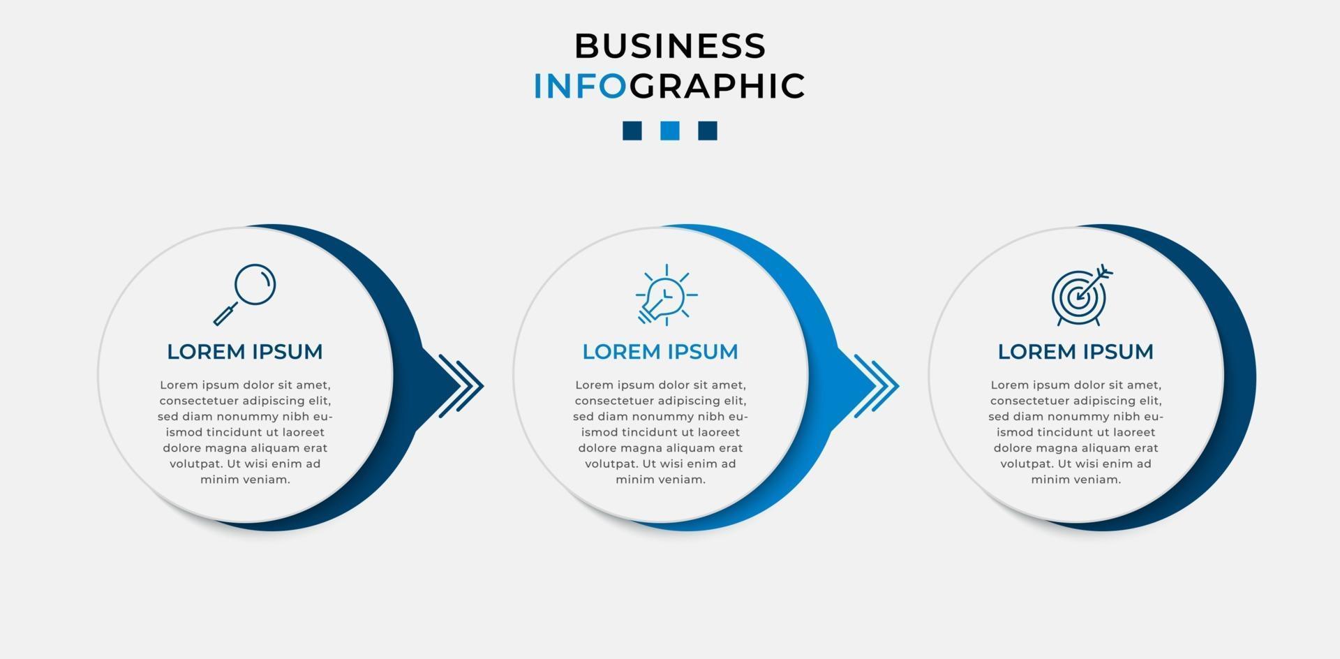 Infografik-Design-Business-Vorlage mit Symbolen und 3 Optionen oder Schritten vektor