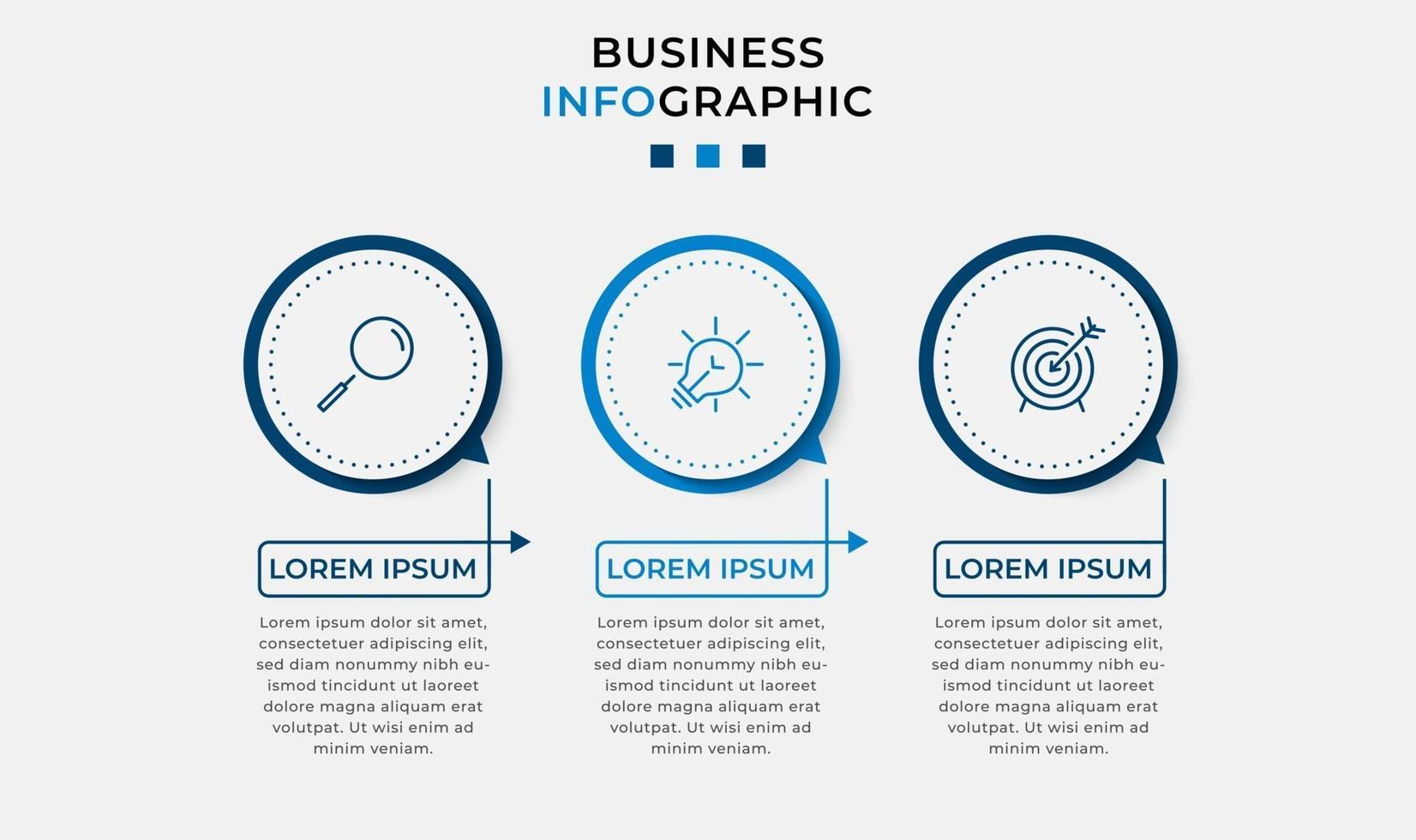 Infografik-Design-Business-Vorlage mit Symbolen und 3 Optionen oder Schritten vektor