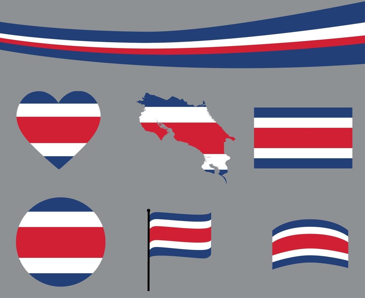 costa rica flagga karta band hjärtat ikoner vektor illustration abstrakt