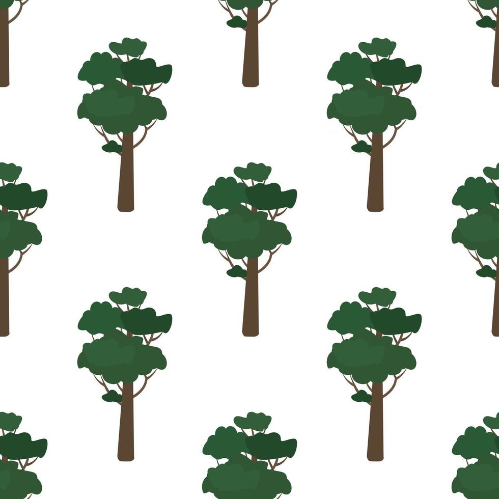 sömlöst mönster med gröna träd. skogens växter trycker vektor
