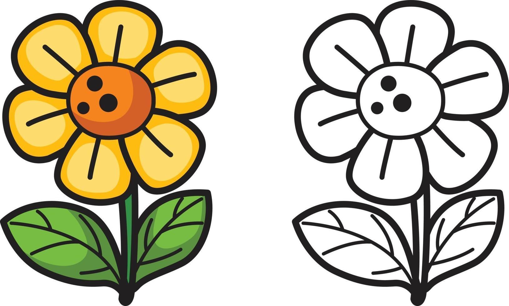 färgglada och svartvita blommor för målarbok vektor