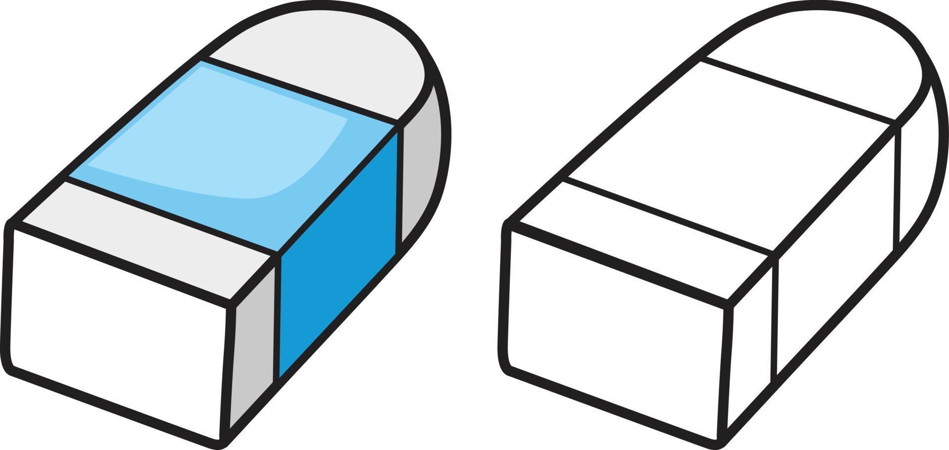 bunter und schwarz-weißer Radiergummi für Malbuch vektor