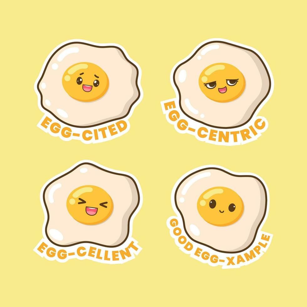 vektor friterad ägg tecknad serie karaktär med citat illustration klistermärke