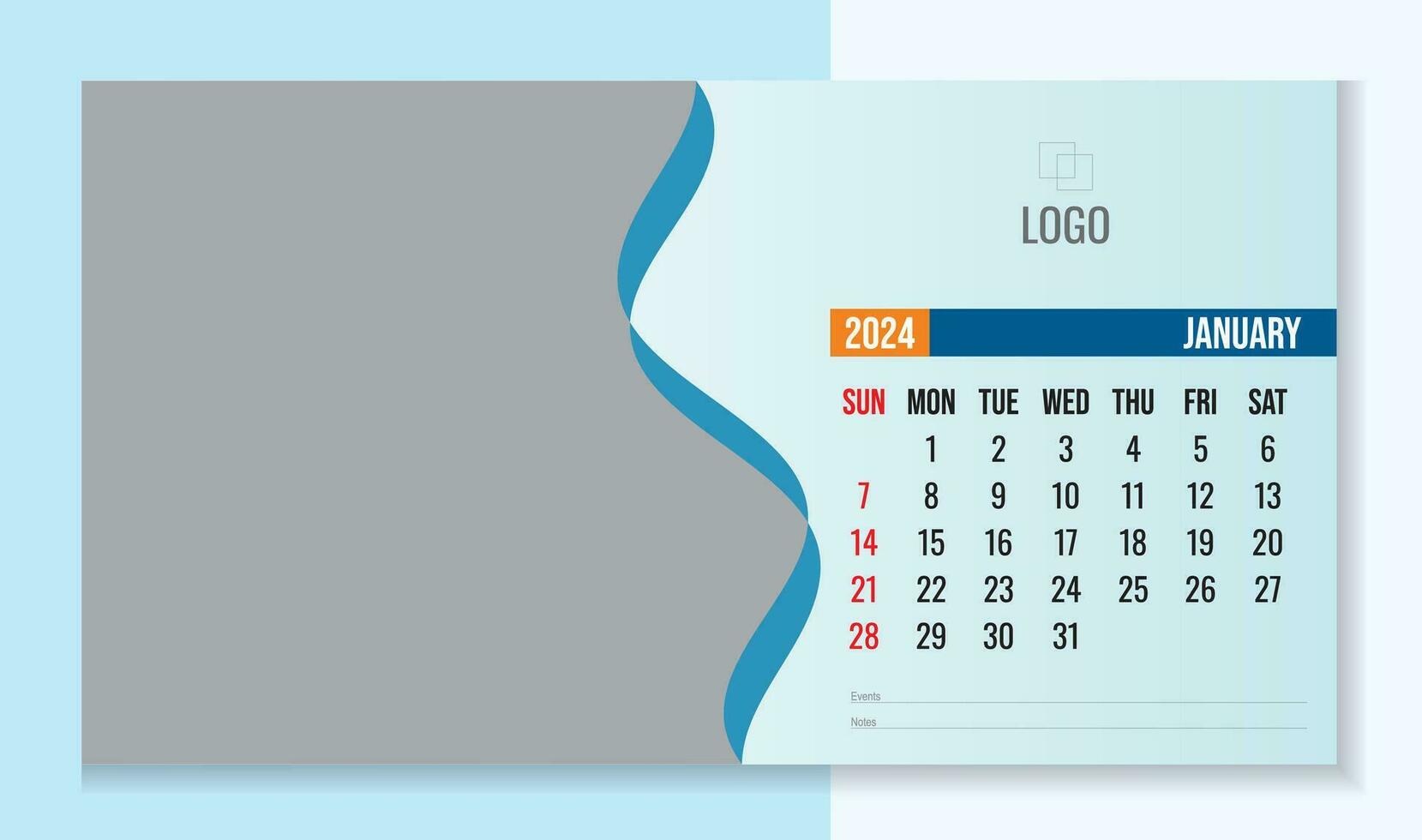 korporativ Schreibtisch Kalender Design 2024 vektor