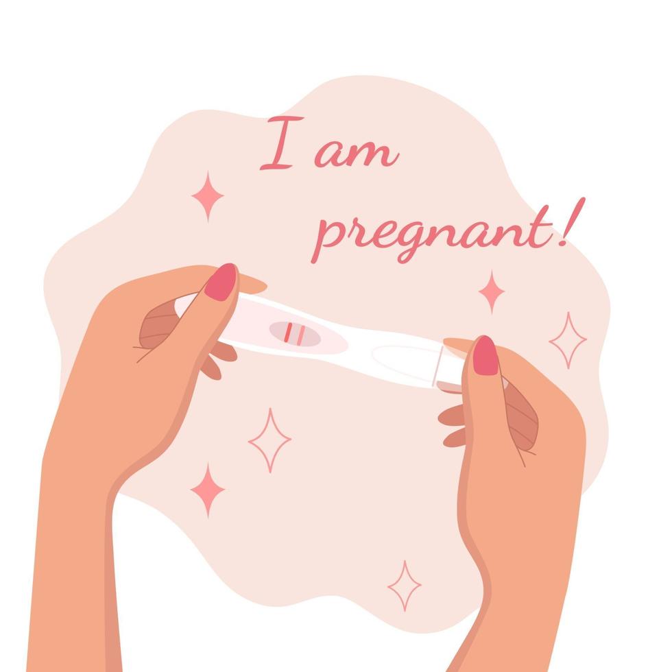 kvinna som håller ett positivt graviditetstest vektor