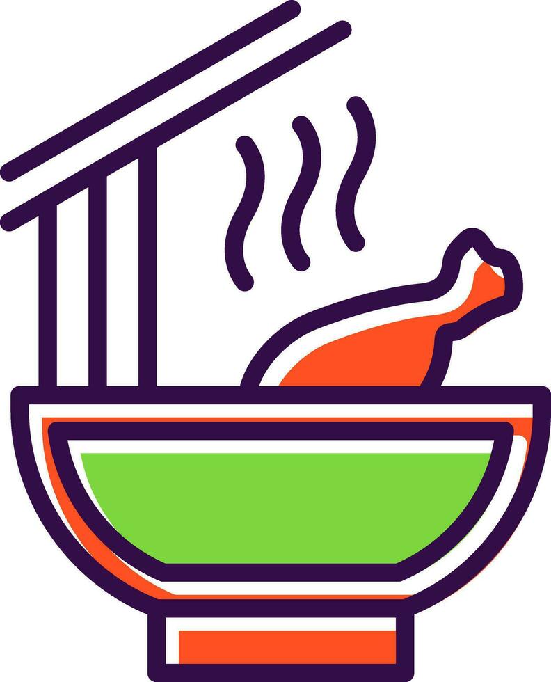 Hähnchen Nudel Suppe Vektor Symbol Design