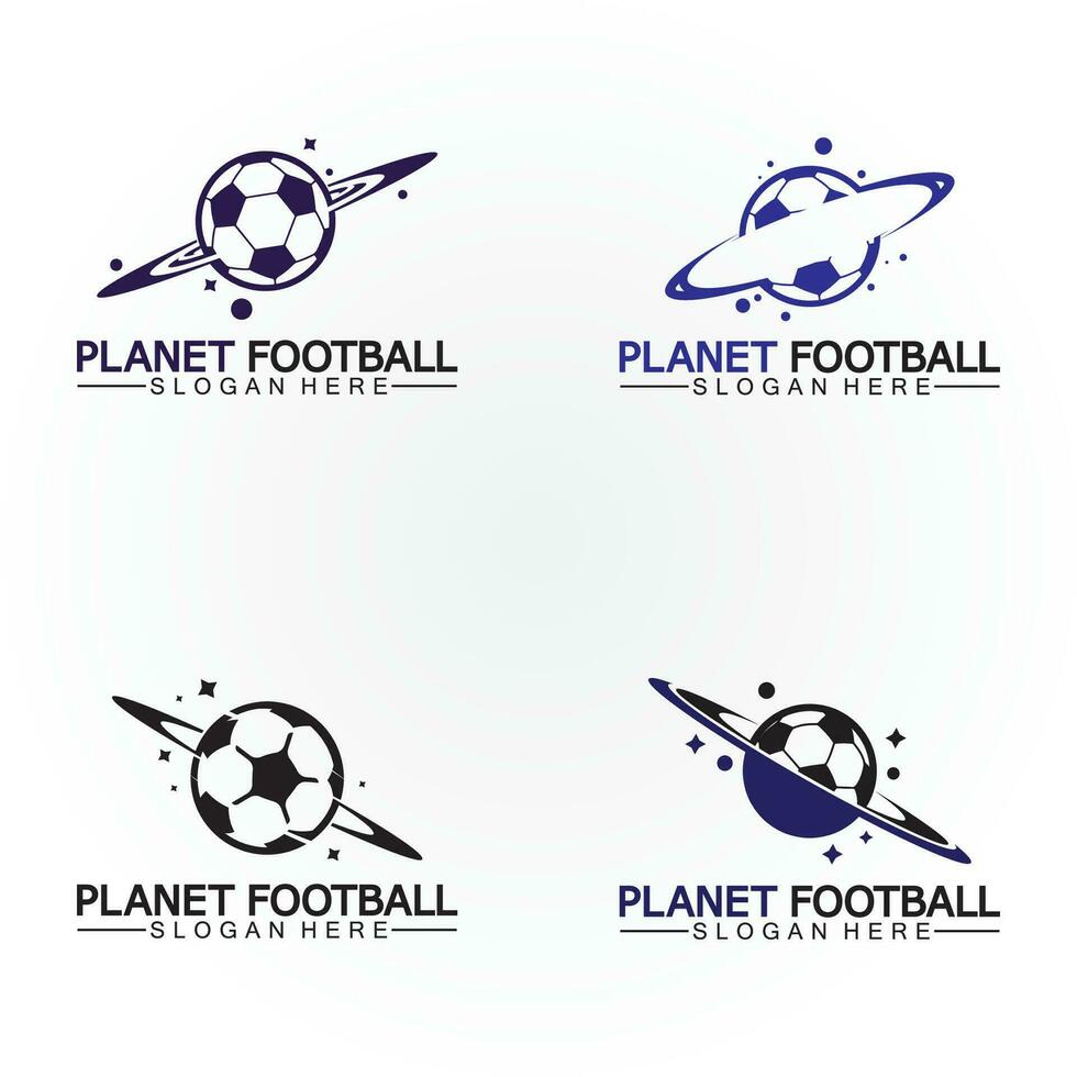 Planet Fußball oder Planet Fußball Logo Vektor Vorlage
