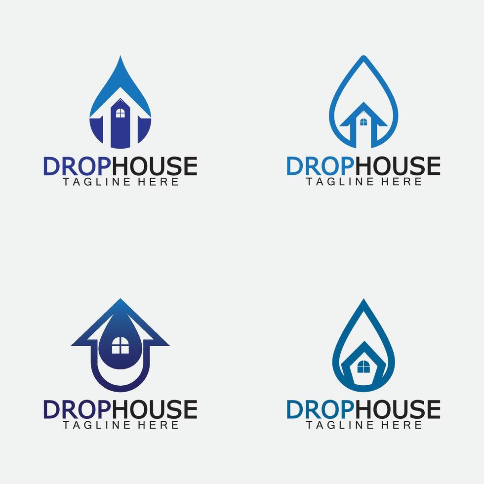 Haus Zuhause und Wasser fallen Tröpfchen Symbol zum Installation Zuhause Bedienung Logo Design vektor