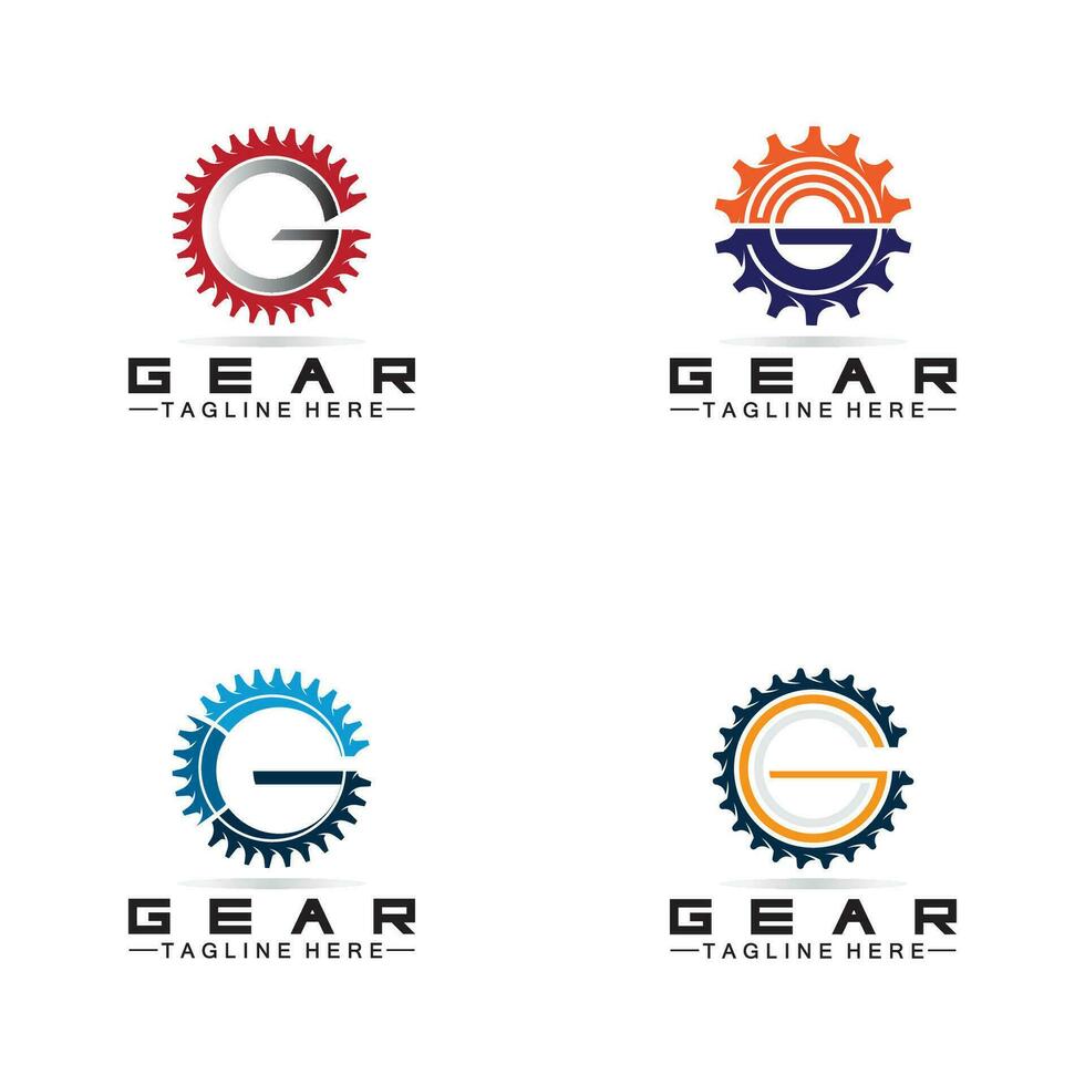 Brief G Ausrüstung Ingenieur Logo Design Vorlage vektor