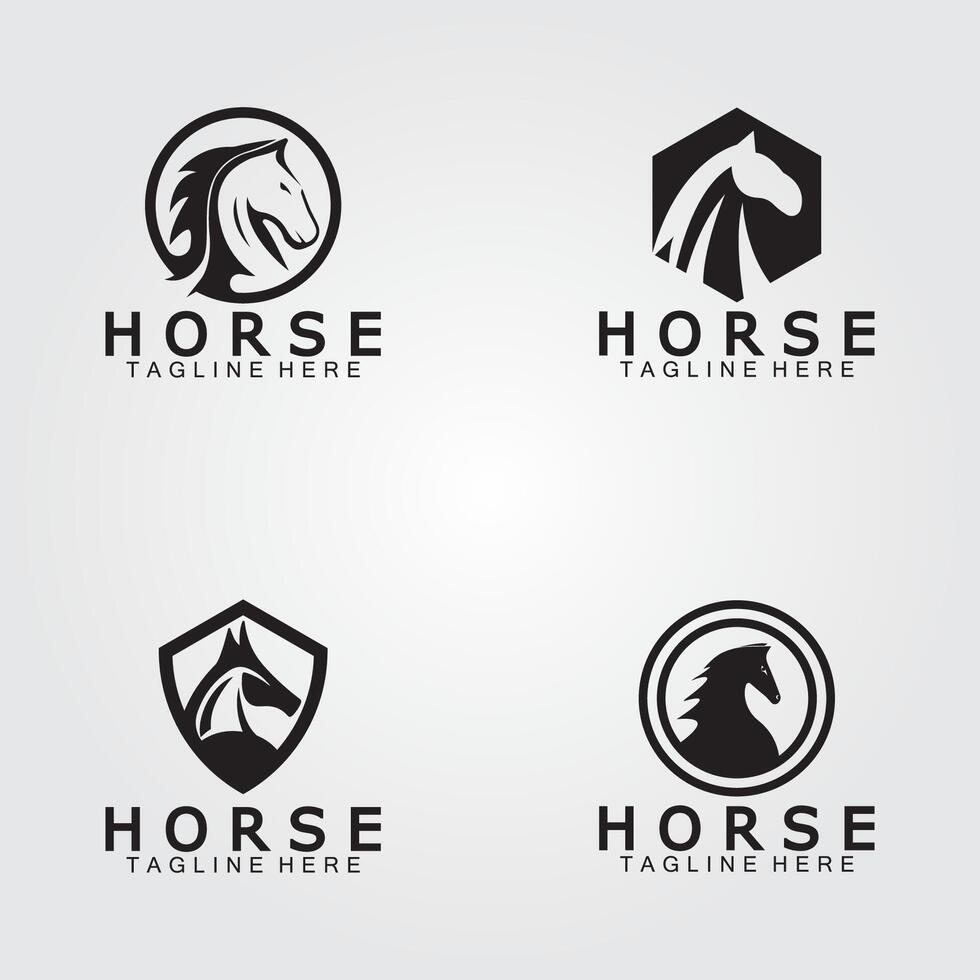 svart häst huvud silhuett logotyp vektor illustration
