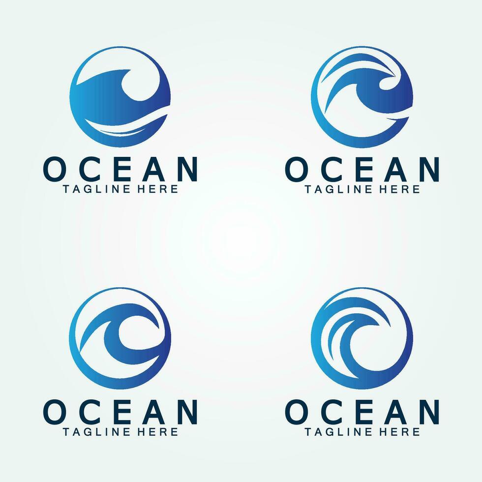 wellig Blau Ozean Wasser Brief Ö Ozean Welle Logo Design Vektor