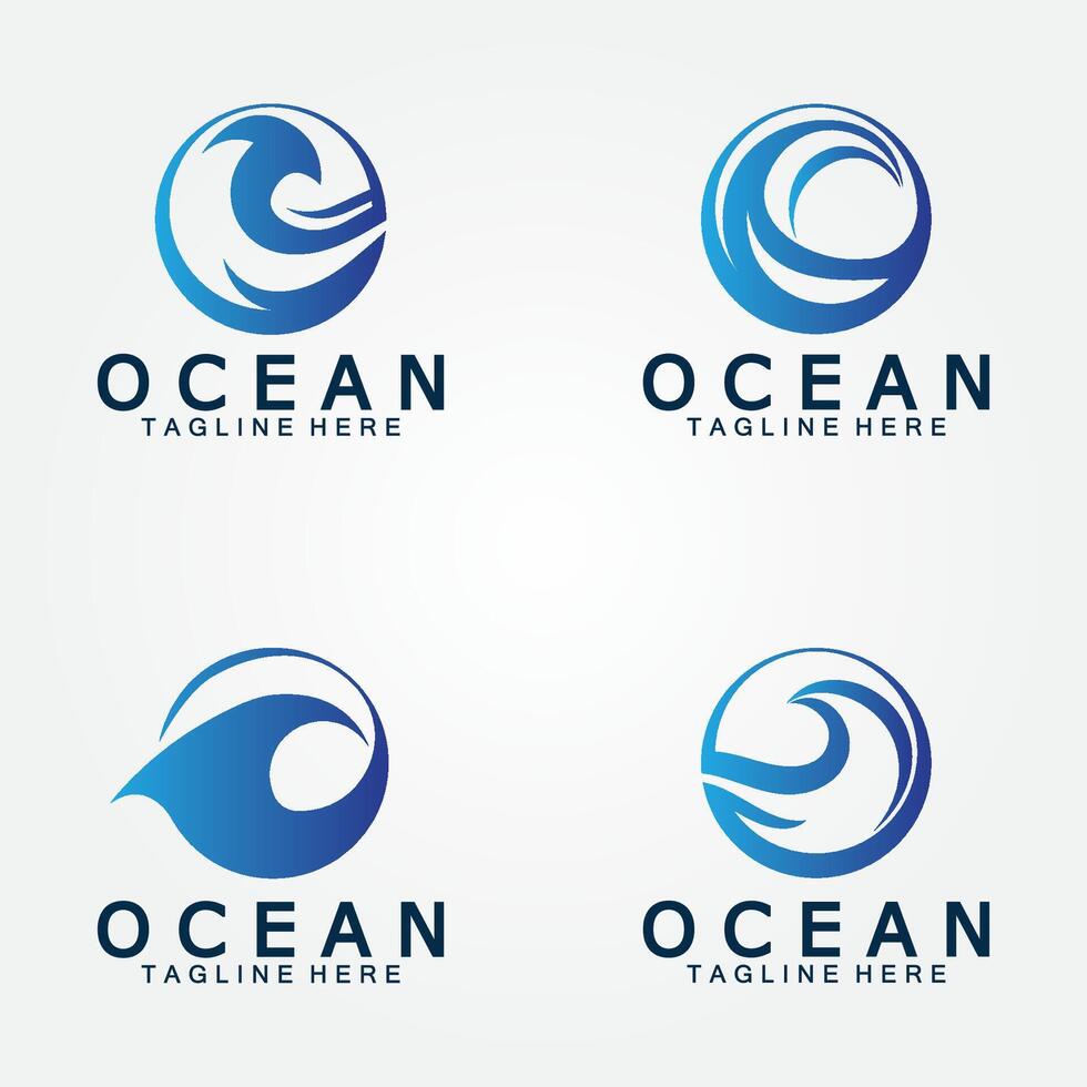 wellig Blau Ozean Wasser Brief Ö Ozean Welle Logo Design Vektor