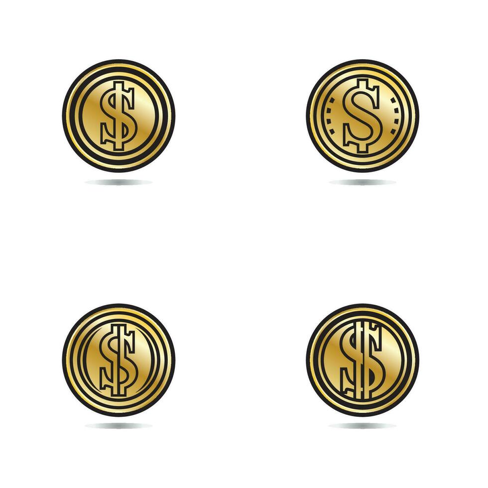 Gold Münze mit Dollar Zeichen Illustration. Vektor Dollar Münze Symbol isoliert auf Weiß Hintergrund